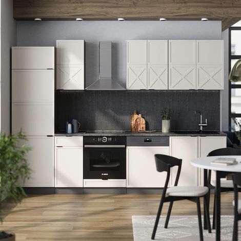 Cuisine Fame-Line, GrisBeige/Anthracite, 300 cm sans plan de travail, Vicco