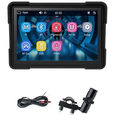 Schermo portatile da 5 pollici per navigazione GPS per moto, impermeabile IP67, wireless, CarPlay, Android Auto, lettore MP5