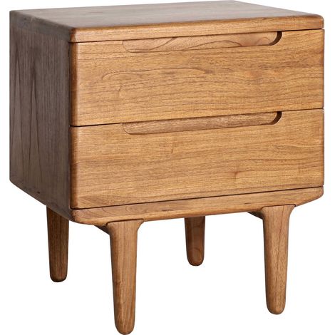 Table de chevet nordique en bois mindi finition marron - Bois naturel marron chaleureux (1/4)
