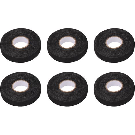 6 pièces ruban en tissu noir amortisseur de bruit résistant à la chaleur absorbant les chocs usure ignifuge 19mm x 25m emballage de faisceau de câbles pour moteur de voiture (1/5)