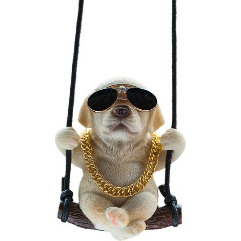 1 Supporto girevole per auto per cani - Supporto creativo per auto - Supporto per specchietto retrovisore - Interni auto per ragazze - Supporto carino per auto - Toho Labrador (giallo)