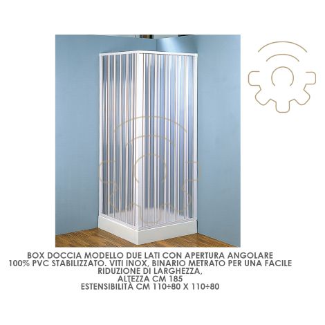 Forte – Cabine de douche pliante PVC 110 x 80 cm – Hauteur 185 cm – Ouverture sur 2 côtés – Adaptée pour espaces réduits (1/2)