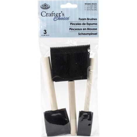 Brosses - Peinture acrylique et gouache - Mousse - 3 tailles - Manche en bois