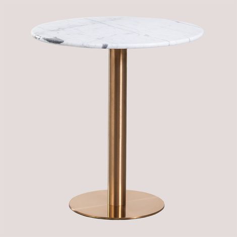 SKLUM Runder Bartisch aus Cosmopolitan Marmor  Ø70 cm         Roségold           Weißer Marmor             