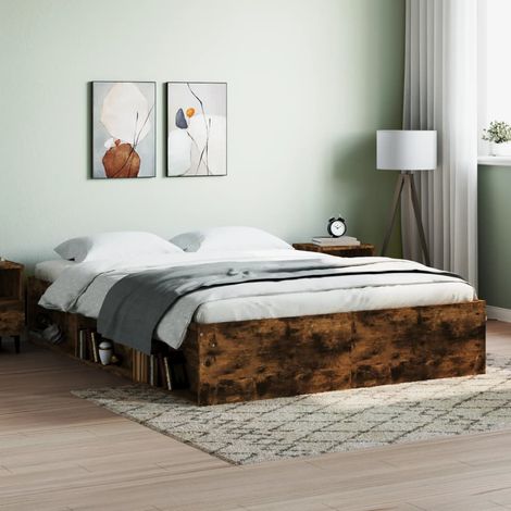 vidaXL Cadre de lit sans matelas chêne fumé 140x190 cm (1/5)