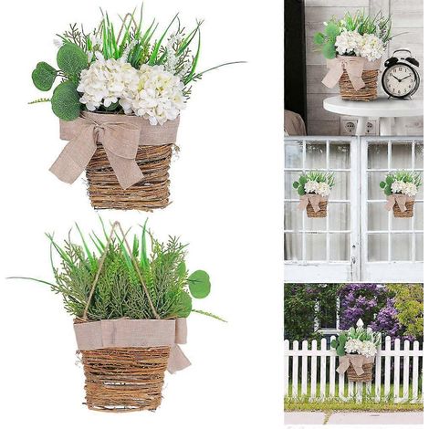 Fleurs murales avec paniers pour décorations printanières extérieures (1/4)