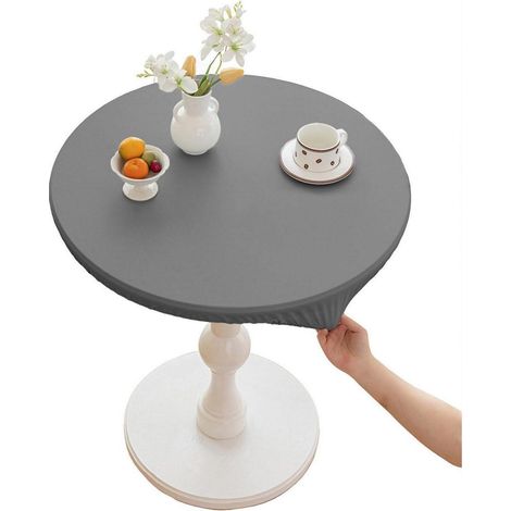 Nappe ronde en polyester, imperméable, antitache, 90cm, gris clair