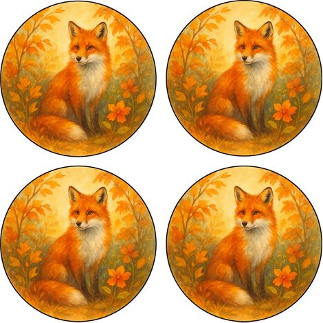 Set de 4 dessous-de-verre renard automnal (1/2)