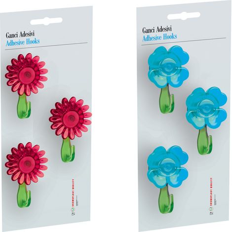 SET 3 GANCI ADESIVI AD 1 POSTO 3 PZ fantasia Margherita