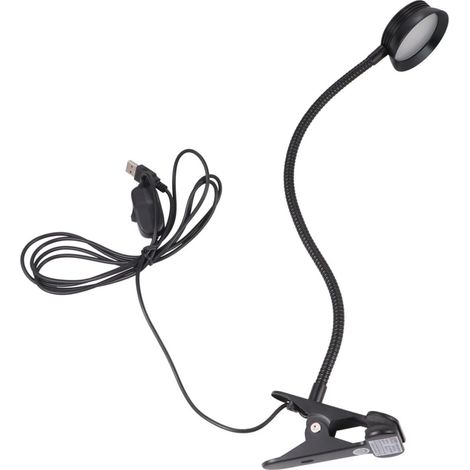 Lampe de Lecture LED à Pince 4w 6w Noire, Col Cygne Flexible (1/5)