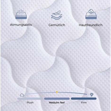 CHICFURN Colchón de muelles ensacados 90x200x10 cm para sofá cama, cama plegable y cama temporal, 7 zonas, espuma de memoria, transpirable, H3/H4 (1/5)