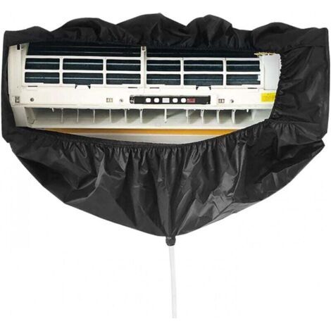Housse de Nettoyage pour Climatisation Divisée - Avec Tuyau D'eau de 2.5 M et Sortie de Vidange - Plaques de Support à Deux Côtés - Panneaux étanches - Pour Climatiseur Mural - Noir (1/4)