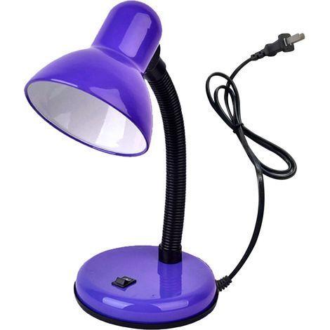 Leselampe mit lila Kunststoffklemme, energiesparend, eine klassische Kinderlampe. (1/5)