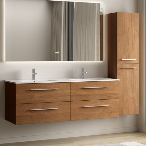 Ensemble meuble vasque 140 cm avec colonne - LOMAZOO Navero - (1/5)
