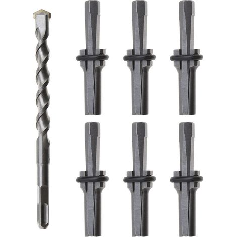 Juego de 7 cuñas de 16 mm para cortar piedras, de 5/8 pulgadas, para hormigón, mármol, roca, piedra, herramientas manuales, brocas para martillo rotatorio de 16 x 200 mm (1/5)