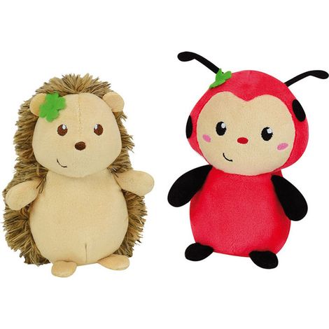 Silence ca pousse Lot de 2 pelucHes DANS POT Coccinnelle et Hérisson 15 cm (1/5)