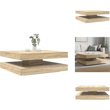 Table basse rotative à 360 degrés chêne sonoma 90x90x34,5 cm - Table Basse - Tables Basses - Table D'appoint - Table De Canapé (1/5)