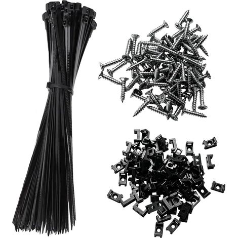 100 Pièces Nylon Attaches de Câble Muraux avec Embases Adhesive et Vis 100 mm Autobloquantes Fixations Électriques Collier de Serrage en avec 100 Vis et 100 Supports de Câble pour Organiser Câbles (1/5)
