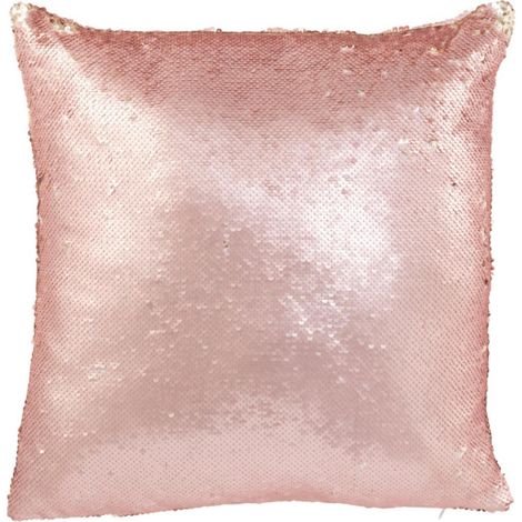 Coussin Déco Réversible "Sequin" 45x45cm Rose & Champagne (1/4)
