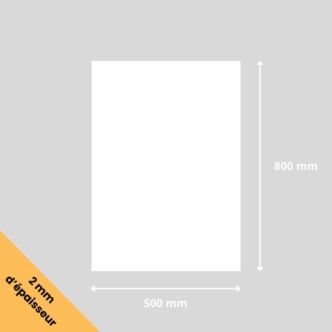 Plaque verre acrylique blanc 2 mm - 50 x 80 cm (500 x 800 mm) - Verre synthétique - Plaque PMMA XT - Plexiglass