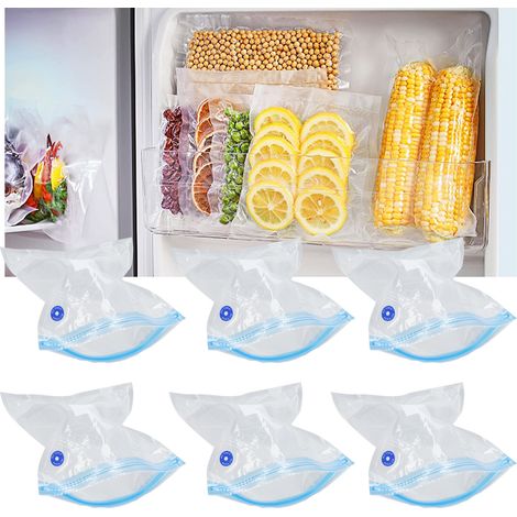 Erhältlich im 6er-Pack. Diese kleinen, kompakten und wiederverwendbaren, staubdichten Kompressionsbeutel sind strukturiert und eignen sich ideal zum Sous-vide-Garen und zur Aufbewahrung von Lebensmitt (1/5)