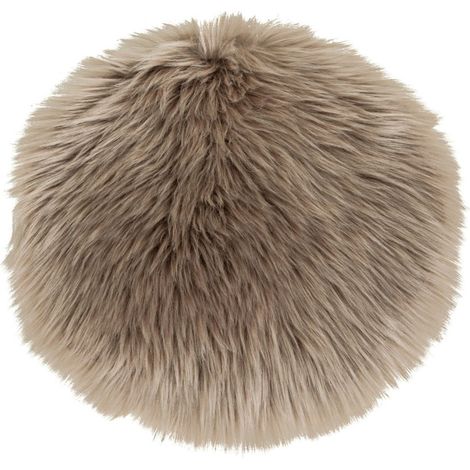 Cuscino da seduta rotondo in ecopelliccia tortora ø35 cm (1/2)
