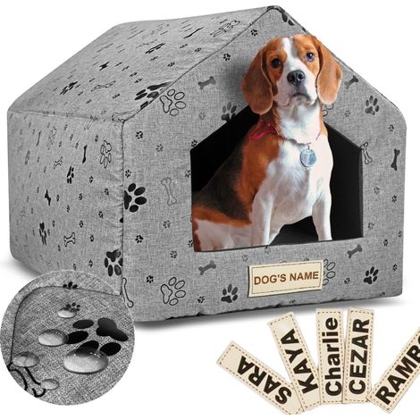 Lit pour chien personnalisé, maison, 50x40 cm, H=38 cm, pattes noires (1/5)