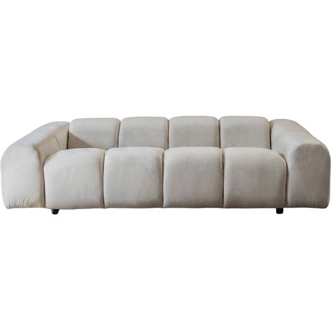 CANDICE - Canapé droit velours lisse 3 places Beige (1/5)
