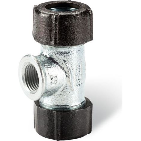 Te de compresión Gebo Quick QT de 1/2" para tuberías de acero