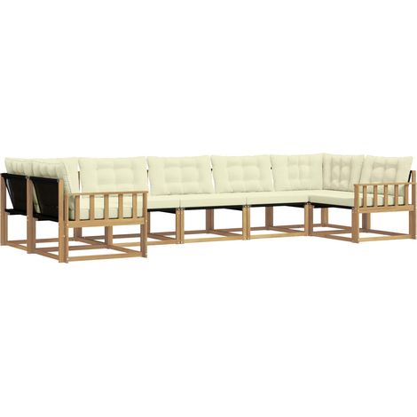 Conjunto de sofás de exterior 7 uds. 7 plaza Blanco y Crema vidaXL (1/5)