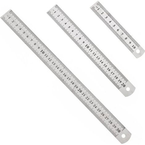 3-teiliges Präzisionslineal-Set aus Edelstahl, Metall-Lineal-Set, 15 cm (6 Zoll), 20 cm (8 Zoll), 30 cm (12 Zoll), silbernes Edelstahllineal – Crezuo