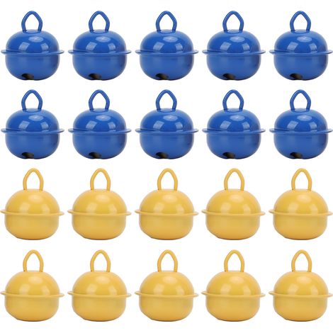 20 Weihnachtsglöckchen, ca. 2,3 cm, gelb und blau, robust und umweltfreundlich, für Weihnachten, Hochzeiten oder Partys (1/5)