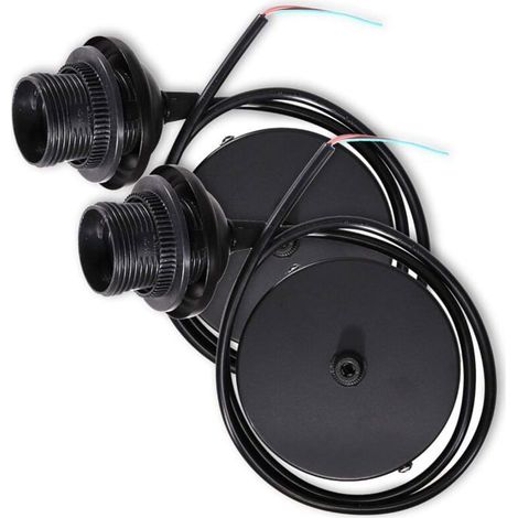 2x câble électrique pour lampe - Câble avec douille E27 et bague de fixation - Monture de suspension pour luminaire plafond - Noir (1/4)