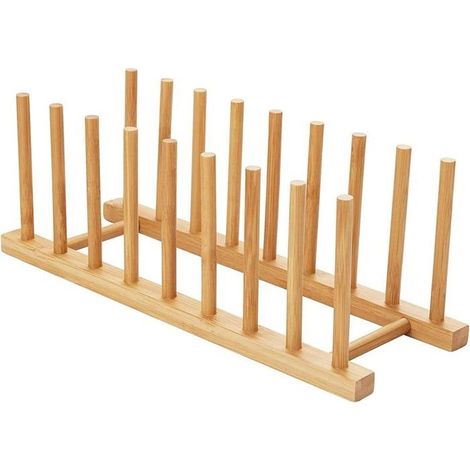 Égouttoir à assiettes en bambou, égouttoir à vaisselle en bois,étagère de cuisine en bois de bambou (1/5)