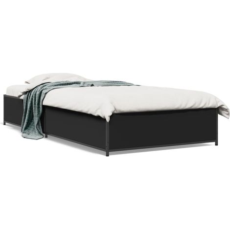 Lit Adulte - Lit Simple - Cadre de Lit noir 90x190 cm q3196 (1/5)