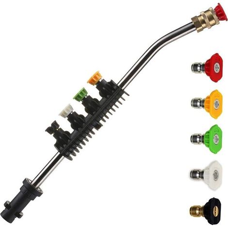 Lance d'extension de nettoyeur haute pression, 58cm 23'' Pistolet Pulvérisation de rechange avec 5 buses de Lavage à Jet,pour Karcher K Series (1/4)