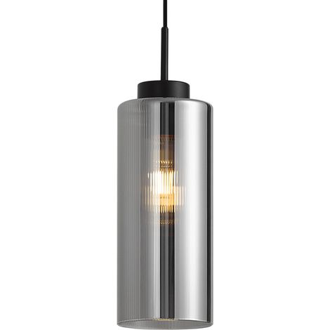 QAZQA Suspension Art Déco noire avec verre fumé pour système de (1/5)