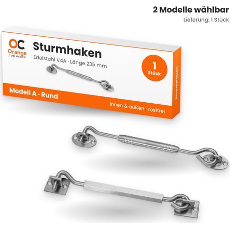 Edelstahl Sturmhaken V4A Torhaken Türhaken Fenstersicherung Fensterhaken Haken (1/5)