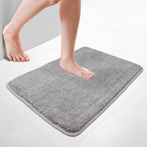 VOUNOT® Badematte Rutschfeste Mikrofaser Badezimmerteppich 50x80cm Grau