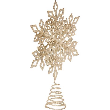 Stemma fiocco di neve in metallo l.20cm champage glitterato - Feeric lights & christmas