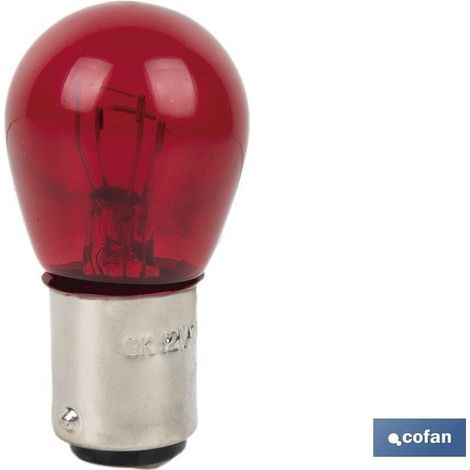 lámpara cofan 2 polos roja centrada p21/5w (bay15d) 12v   caja 10 unid.