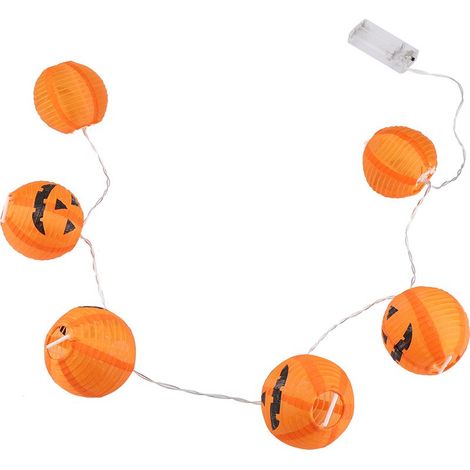 Guirlande lumineuse citrouille d'Halloween à piles, 6 LED, 1 m de corde, lampe lanterne décorative (1/5)