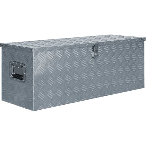 Boîte de Rangement, Coffre de Rangement de chantier en aluminium 110,5 x 38,5 x 40 cm Argenté LKF50336 (1/5)