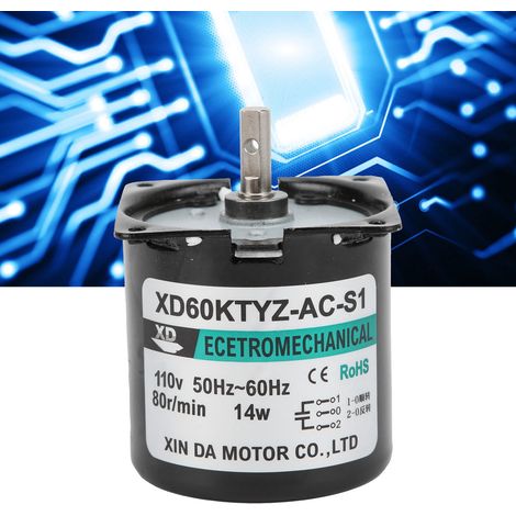 AC-Synchronmotor XD60KTYZ, 14W Permanentmagnet-Langsamläufermotor, drehmomentstarker und drehzahlsteuerbarer bidirektionaler Mikromotor, 80 U/min Mittelwelle, AC110V. (1/5)