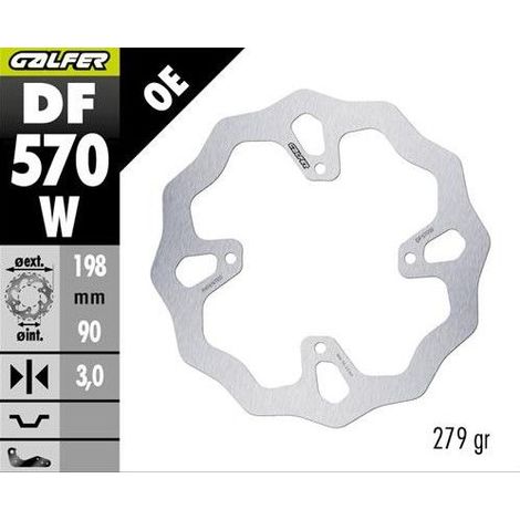 Disco de freno delantero Galfer para KTM SX 65 '25- Husqvarna TC 65 '25- Gas Gas MC 65 '25- (198 x 90 x 3 mm) Wave