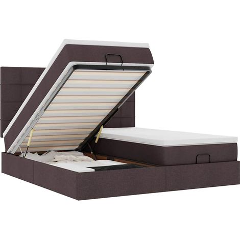 Estructura cama otomana colchones tela marrón oscuro 180x200cm vidaXL (1/5)