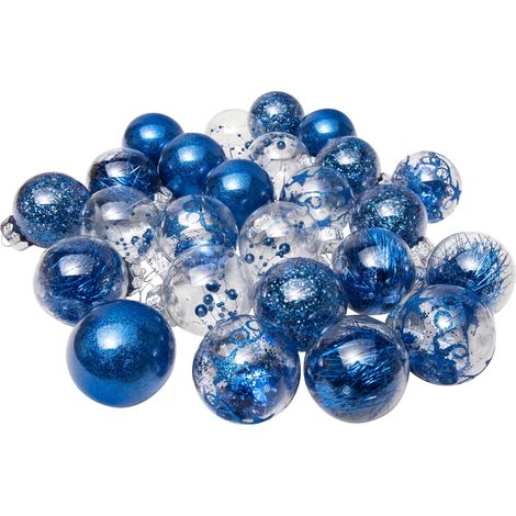 Bolas de Navidad brillantes de 6 cm  25 uds azul (1/4)