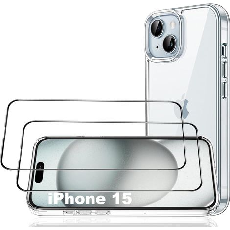 SET CUSTODIA IN SILICONE PER APPLE IPHONE 15 6.10"" + 2 VETRO TEMPERATO (1/5)