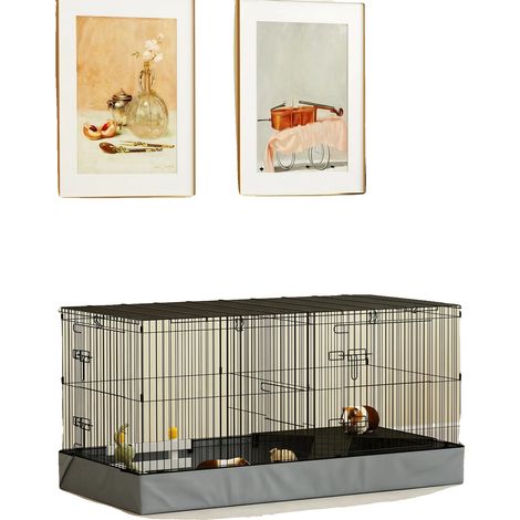 Hamsterkäfig, zweistufiges Design, abnehmbarer Boden, schwarz (1/5)