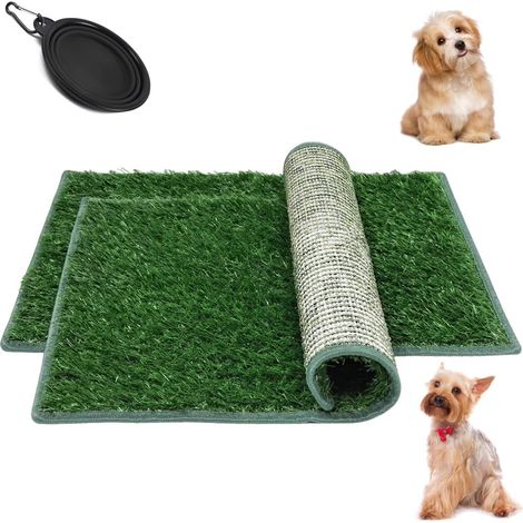 Tapis de Gazon synthétique en Pack 2 pour Chiens,Tapis de Gazon synthétique de Remplacement 46 71cm pour l’Apprentissage de la propreté intérieure du Chiot,Facile à Nettoyer et Forte perméabilité (1/5)